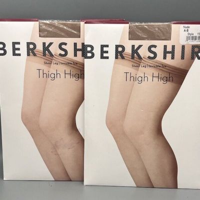 New Berkshire Lot Of 2 Sheer Leg Invisible Toe Thigh High Stocking Nude A-B 1590